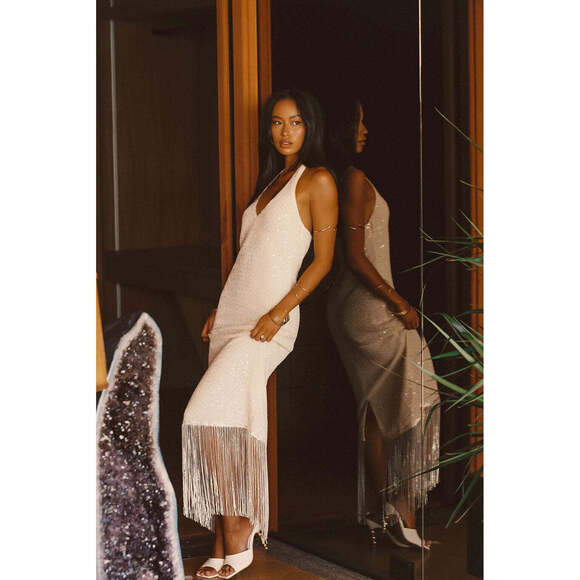 12th Tribe Dresses & Skirts - 12th Tribe Cordelia Ivory Sequin Midi Dress Size M PRE-ORDER LATE MAY 2026M